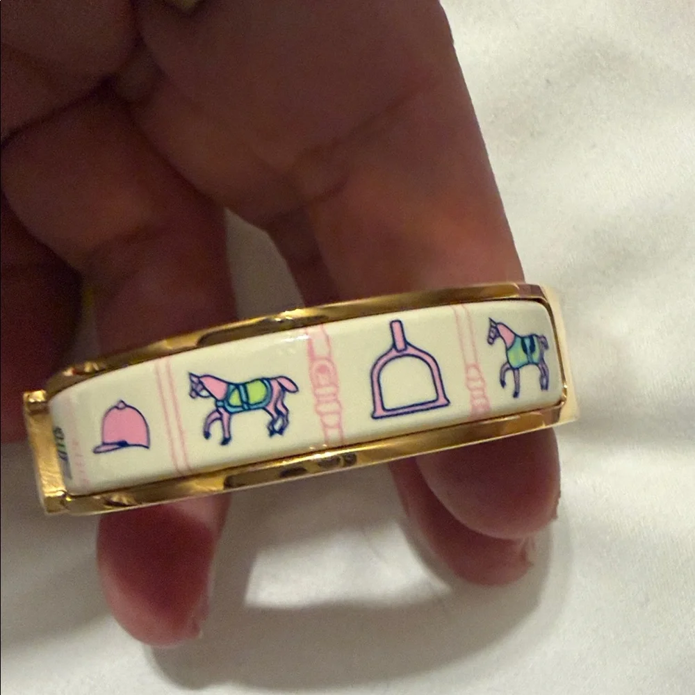 Gold and Cream Enamel Bracelet - Picture 2 of 2